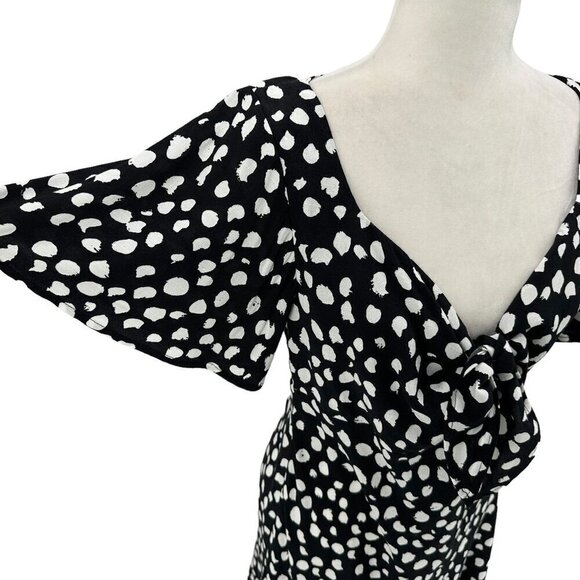 NWT Loft Polka Dot Black White Flutter Sleeve Short Dress Womens Small - Picture 3 of 7